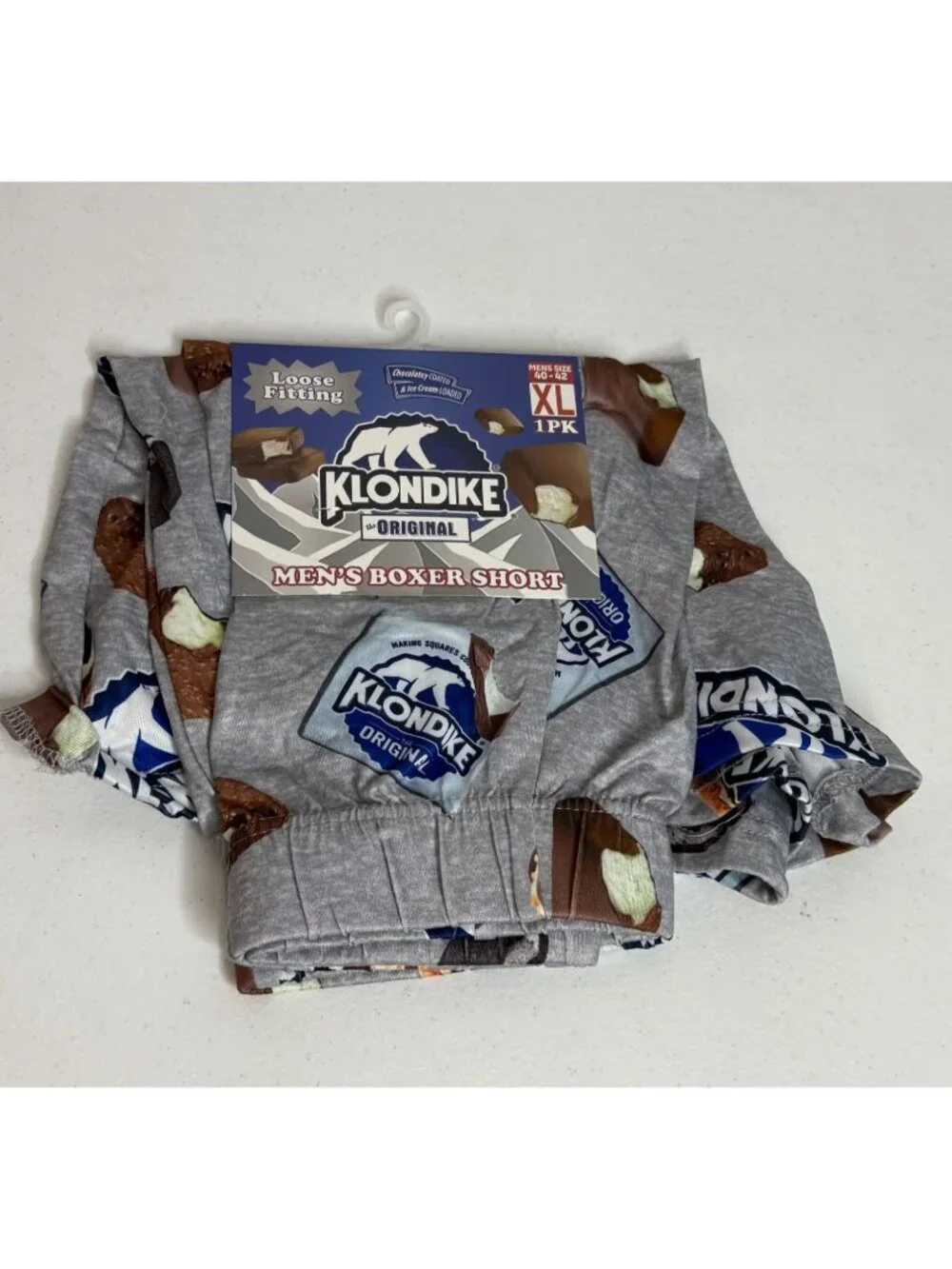 Klondike Mens XL Boxer Shorts Ice Cream Retro Novelty Gray